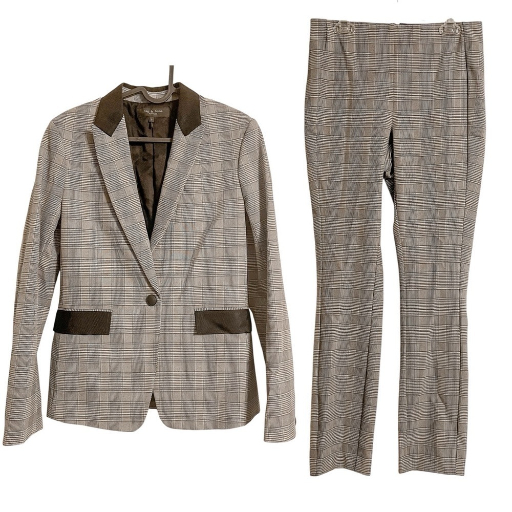Rag & Bone Rylie Glen Plaid Grosgrain Trim Blazer Suit Set - Picture 9 of 10